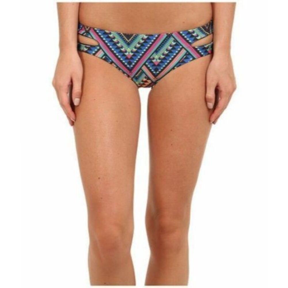 L Space Estella Antigua Reversible Bikini Bottom sz XS Black TO Multi